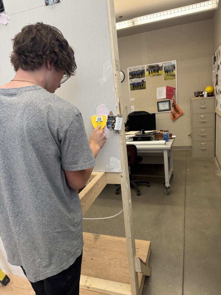 Drywall: students working on drywall