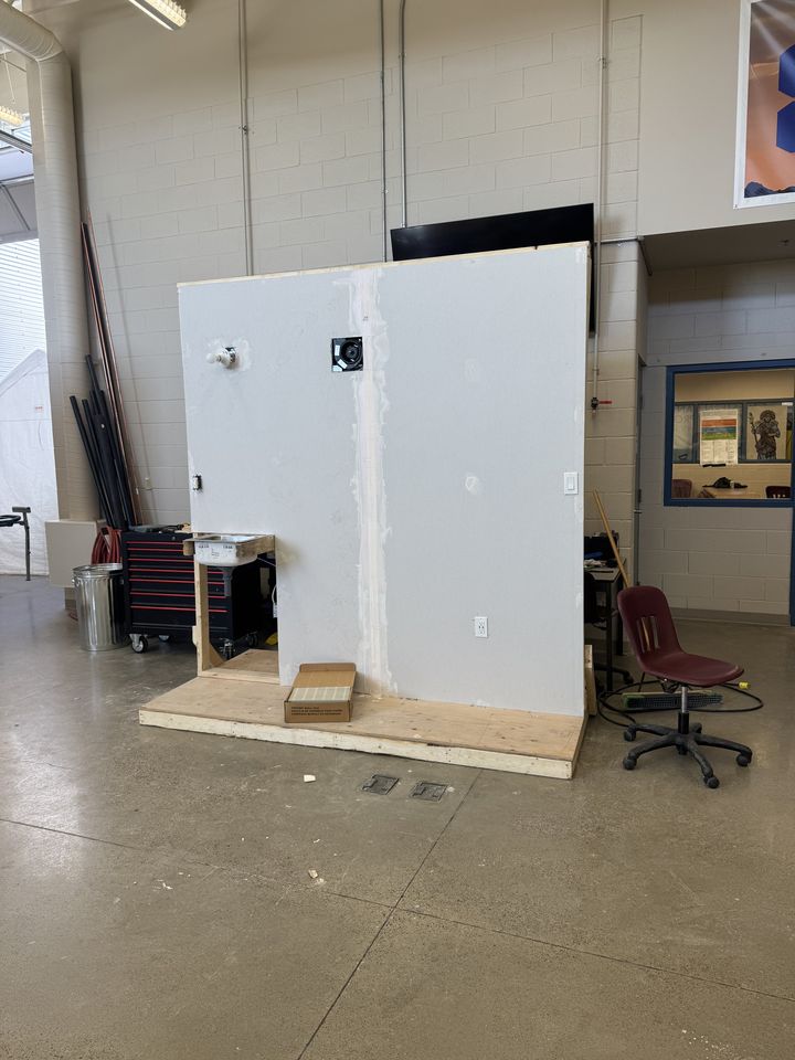 Drywall: students working on drywall