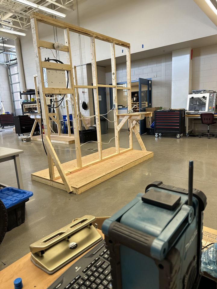 Framing: students building wall frames